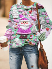 Pink Santa Print Sweatshirt
