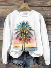 Florida Palm Tree Print Crewneck Sweatshirt