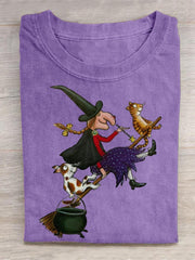 Witch Dog Cat Spooky Season Halloween Art Print T-shirt