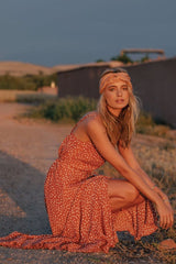 Polka Dot Asymmetric Ruffle Button Down Beach Maxi Dress