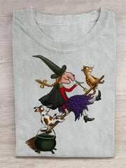 Witch Dog Cat Spooky Season Halloween Art Print T-shirt