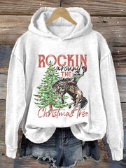 Rockin Around The Christmas Tree Print Hoodie