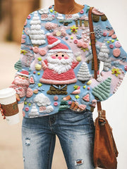 Pink Santa Print Sweatshirt