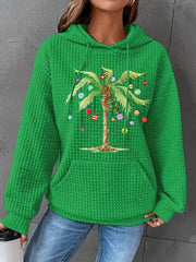 Christmas Palm Tree Print Hooded Sweatshirt