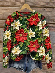 Lovely Christmas Floral Art Print Casual Sweatshirt
