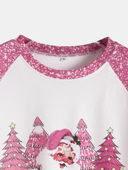 Christmas Tree & Santa Print Pullover Sweatshirt
