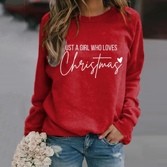 Retro Just A Girl Who Loves Christmas Print Sweatshirt