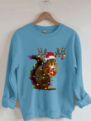 Wowen's Christmas Squirrel Lights Print Casual Sweatshirt