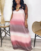 Ombre Slant Pocket Cami Maxi Dress