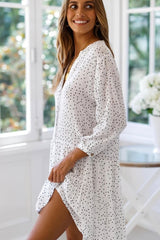 Casual Polka Dot Asymmetric Beach Shirt Dress