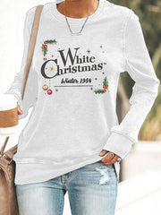 Women's White Christmas Print Casaul Sweatshirt