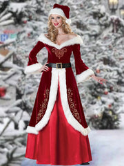 Plush Christmas Costume Set(Include Christmas Hat, Skirt, Belt)