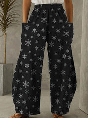 Christmas Print Wide Leg Pants