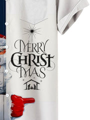 Christmas element Santa Claus series large short sleeve shirt