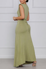 Cut Out Tie Back Sleeveless Maxi Dress