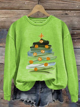 Women'S Casual Abstract Christmas Tree Printed Long Sleeve Sweatshirt