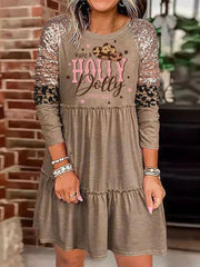 Western Have A Holly Dolly Christmas Bling Print Dress
