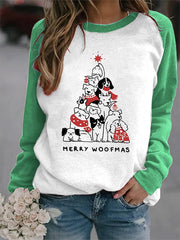 Christmas "MERRY WOOFMAS" Printed Casual Sweatshirt