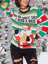 Christmas Ah, I Need To Drink Beer All Day Print Casual Sweatshirt