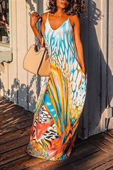 Allover Print Pocket Design Cami Maxi Dress