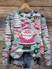 Pink Santa Print Sweatshirt
