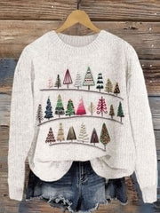Christmas Embroidery Print Knit Pullover Sweater