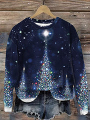Casual Christmas Lighthouse Print Long Sleeve Sweatshirt