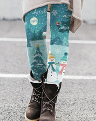Christmas Snowman Print Leggings