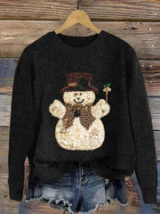 Women's Christmas Jewelry Snowman Print Sweatshirt