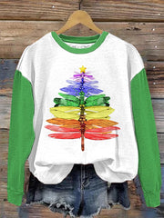 Dragonfly Christmas Tree Print Sweatshirt