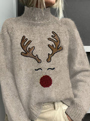 Christmas Elk Knitted Turtleneck Sweater