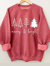 Merry And Bright Christmas Printed Long Sleeve Sweatshirt