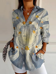 Lovely Christmas Angel Art Print Casual Cotton Shirt