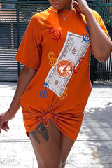 Dollar Graphic Slant Pocket Tee Dress