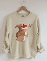 Women's Christmas Squirrel Lights Print Sweatshirt