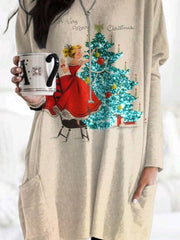 Retro A Very Merry Christmas With Pockets Print Dress