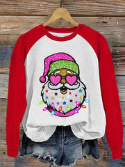 Shiny Santa Print Sweatshirt