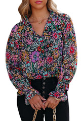 Floral Ruffled Long Sleeve Blouse