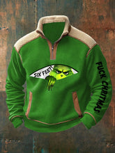 Funny Classic Christmas Character Sex Feet People! Fuck Christmas Plush Colorblock Zip Pullover