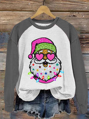 Shiny Santa Print Sweatshirt