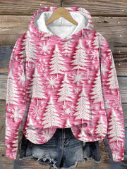 Christmas Pink Christmas Tree Print Hoodie