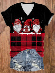 Casual Midget Plaid Print Short Sleeve T-Shirt