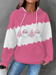Women's Santa Claus Christmas Tree Print Waffle Sweatshirt Hoodie