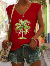 Casual Christmas Palm Tree Printed Vest