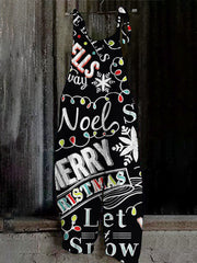 Christmas Letters Print Casual Jumpsuit