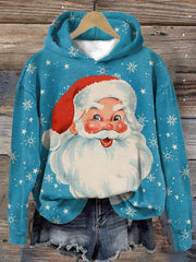 Snowing Santa Claus Print Hoodie