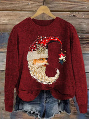 Women's Jewelry Moon Santa Print Casual Sweater