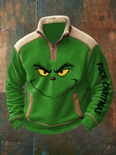 Funny Classic Christmas Character Fuck Christmas Plush Colorblock Zip Pullover