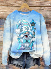 Christmas Snowman Gnome Print Sweatshirt