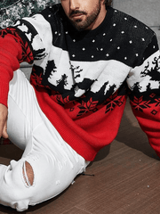 Christmas Pattern Color Block Sweater